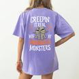 Creepin It Real Kindergarten Monsters Halloween Teacher Women's Comfort Colors T-Shirt Back Print Violet Creepin It Real Kindergarten Monsters Halloween Teacher Women's Comfort Colors T-Shirt Back Print Violet
