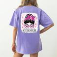 CTE Teacher In October We Wear Pink Breast Cancer Awareness Women's Comfort Colors T-Shirt Back Print Violet