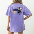 Cut Music Teacher Shirt With a Piano Keys Notes And Flowers Women's Comfort Colors T-Shirt Back Print Violet
