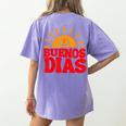 Cute Bilingual Spanish Teacher Buenos Dias Sunshine Women's Comfort Colors T-Shirt Back Print Violet Cute Bilingual Spanish Teacher Buenos Dias Sunshine Women's Comfort Colors T-Shirt Back Print Violet