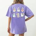 Cute Boo Ghost Reading Books Halloween Librarian Teacher Kid Women's Comfort Colors T-Shirt Back Print Violet Cute Boo Ghost Reading Books Halloween Librarian Teacher Kid Women's Comfort Colors T-Shirt Back Print Violet