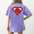 Cute Distressed Super Teacher Superhero Apple Shirt Women's Comfort Colors T-Shirt Back Print Violet Cute Distressed Super Teacher Superhero Apple Shirt Women's Comfort Colors T-Shirt Back Print Violet
