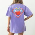 Cute Distressed Super Teacher Superhero Apple Women's Comfort Colors T-Shirt Back Print Violet Cute Distressed Super Teacher Superhero Apple Women's Comfort Colors T-Shirt Back Print Violet