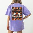 Cute Ghost Book Reading Books Lover Spooky Teacher Halloween Women's Comfort Colors T-Shirt Back Print Violet