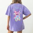 Cute Ghost Book Reading Halloween Teacher Top Girls Women Women's Comfort Colors T-Shirt Back Print Violet