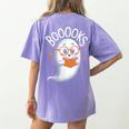Cute Ghost Book Reading Halloween Teacher Women's Comfort Colors T-Shirt Back Print Violet Cute Ghost Book Reading Halloween Teacher Women's Comfort Colors T-Shirt Back Print Violet