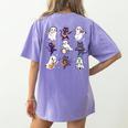 Cute Ghost Cat Playing Musical Halloween Music Teacher Women's Comfort Colors T-Shirt Back Print Violet Cute Ghost Cat Playing Musical Halloween Music Teacher Women's Comfort Colors T-Shirt Back Print Violet