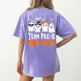 Cute Ghost Team Pre K Boo Crew Halloween Teacher Student Women's Comfort Colors T-Shirt Back Print Violet Cute Ghost Team Pre K Boo Crew Halloween Teacher Student Women's Comfort Colors T-Shirt Back Print Violet