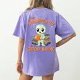 Cute Halloween Teacher Librarian Mummy Reading Books Women's Comfort Colors T-Shirt Back Print Violet