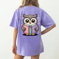 Cute Reading Owl Book Lover Teacher Librarian Bookworm Women's Comfort Colors T-Shirt Back Print Violet Cute Reading Owl Book Lover Teacher Librarian Bookworm Women's Comfort Colors T-Shirt Back Print Violet