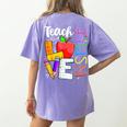 Cute Teach Love And Inspire Men Women Teacher Women's Comfort Colors T-Shirt Back Print Violet