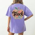 Cute Teacher With Apple Retro Teacher Kids Back To School Women's Comfort Colors T-Shirt Back Print Violet Cute Teacher With Apple Retro Teacher Kids Back To School Women's Comfort Colors T-Shirt Back Print Violet