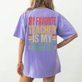 Dad My Favorite Teacher Is My Daughter Proud Daddy Women's Comfort Colors T-Shirt Back Print Violet