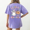 Daycare Boo Crew Groovy Halloween Floral Ghost Kid Teacher Women's Comfort Colors T-Shirt Back Print Violet Daycare Boo Crew Groovy Halloween Floral Ghost Kid Teacher Women's Comfort Colors T-Shirt Back Print Violet