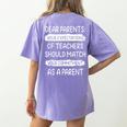Dear Parents Your Expectations Of Teachers Should Match Men Women Women's Comfort Colors T-Shirt Back Print Violet