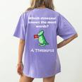 Dinosaur Thesaurus Grammar Joke Teacher Women's Comfort Colors T-Shirt Back Print Violet