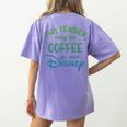 Disney This Teacher Runs On Coffee And Disney Gradient Logo Women's Comfort Colors T-Shirt Back Print Violet Disney This Teacher Runs On Coffee And Disney Gradient Logo Women's Comfort Colors T-Shirt Back Print Violet