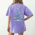 DNA Helix Christmas Tree Scientist Biology Science Teacher Women's Comfort Colors T-Shirt Back Print Violet