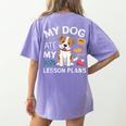 My Dog Ate My Lesson Plan Teacher Back To School Women's Comfort Colors T-Shirt Back Print Violet