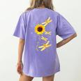 Dragonfly Sunflower Teacher Growth Mindset Choose To Shine Women's Comfort Colors T-Shirt Back Print Violet