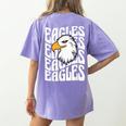 Eagles School Sports Fan Team Spirit Teacher Parent Student Women's Comfort Colors T-Shirt Back Print Violet