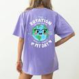 Earth Day Rotation Of The Earth Makes My Day Science Teacher Women's Comfort Colors T-Shirt Back Print Violet