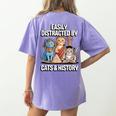 Easily Distracted By Cats & History Teacher Women Men Women's Comfort Colors T-Shirt Back Print Violet Easily Distracted By Cats & History Teacher Women Men Women's Comfort Colors T-Shirt Back Print Violet