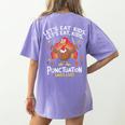 Lets Eat Kids Punctuation Saves Lives Thanksgiving Teacher Women's Comfort Colors T-Shirt Back Print Violet Lets Eat Kids Punctuation Saves Lives Thanksgiving Teacher Women's Comfort Colors T-Shirt Back Print Violet