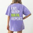 Eat Sleep Math Repeat Teacher Lover Women's Comfort Colors T-Shirt Back Print Violet