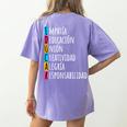Educar Bilingual Spanish Teacher Women's Comfort Colors T-Shirt Back Print Violet Educar Bilingual Spanish Teacher Women's Comfort Colors T-Shirt Back Print Violet