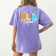 ELA Squad Teacher Back To School English Language Arts Women's Comfort Colors T-Shirt Back Print Violet ELA Squad Teacher Back To School English Language Arts Women's Comfort Colors T-Shirt Back Print Violet