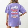 English Teacher Women's Comfort Colors T-Shirt Back Print Violet English Teacher Women's Comfort Colors T-Shirt Back Print Violet