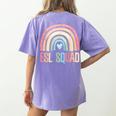 ESL Squad Teacher Crew Team Back To School English Rainbow Women's Comfort Colors T-Shirt Back Print Violet