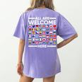 ESL Teacher All Are Welcome Here For Worlds Virtual Teachers Women's Comfort Colors T-Shirt Back Print Violet ESL Teacher All Are Welcome Here For Worlds Virtual Teachers Women's Comfort Colors T-Shirt Back Print Violet
