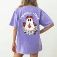 Espooky Vibes Maestra Halloween Spanish Mexican Teacher Women's Comfort Colors T-Shirt Back Print Violet