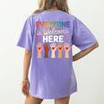 Everyone Is Welcome Here Shirt Teacher Women's Comfort Colors T-Shirt Back Print Violet