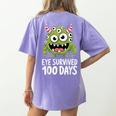 Eye Survived 100 Days Of School Monster Lover Teacher Kids Women's Comfort Colors T-Shirt Back Print Violet Eye Survived 100 Days Of School Monster Lover Teacher Kids Women's Comfort Colors T-Shirt Back Print Violet