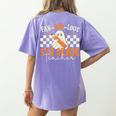 Fab Boo Lous 5th Grade Teacher Retro Ghost Spooky Halloween Women's Comfort Colors T-Shirt Back Print Violet