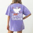 Faboolous Substitute Teacher Halloween Costume Women's Comfort Colors T-Shirt Back Print Violet