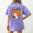 Fall Book Pumpkin Books Ghost Reading Halloween Teacher Women's Comfort Colors T-Shirt Back Print Violet Fall Book Pumpkin Books Ghost Reading Halloween Teacher Women's Comfort Colors T-Shirt Back Print Violet