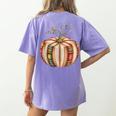 Fall Book Pumpkin Fall Librarians Bookworm Teachers Students Women's Comfort Colors T-Shirt Back Print Violet