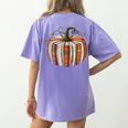 Fall Book Pumpkin Retro Reading Halloween Teacher Librarian Women's Comfort Colors T-Shirt Back Print Violet Fall Book Pumpkin Retro Reading Halloween Teacher Librarian Women's Comfort Colors T-Shirt Back Print Violet