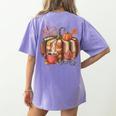 Fall Book Pumpkin Retro Reading Halloween Teacher Women's Comfort Colors T-Shirt Back Print Violet Fall Book Pumpkin Retro Reading Halloween Teacher Women's Comfort Colors T-Shirt Back Print Violet