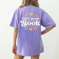 Fall For A Great Book Reading Librarian Autumn Teacher Women's Comfort Colors T-Shirt Back Print Violet