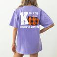 Fall Kindergarten Teacher K Is For Buffalo Plaid Pumpkin Women's Comfort Colors T-Shirt Back Print Violet Fall Kindergarten Teacher K Is For Buffalo Plaid Pumpkin Women's Comfort Colors T-Shirt Back Print Violet