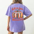 Fall In Love With Learning Book Lover Autumn Pumpkin Teacher Women's Comfort Colors T-Shirt Back Print Violet Fall In Love With Learning Book Lover Autumn Pumpkin Teacher Women's Comfort Colors T-Shirt Back Print Violet