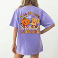 Fall In Love With Reading Book Autumn Pumpkins And Teachers Women's Comfort Colors T-Shirt Back Print Violet Fall In Love With Reading Book Autumn Pumpkins And Teachers Women's Comfort Colors T-Shirt Back Print Violet