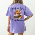 Fall In Love With Reading Book Autumn Teachers Pumpkins Women's Comfort Colors T-Shirt Back Print Violet Fall In Love With Reading Book Autumn Teachers Pumpkins Women's Comfort Colors T-Shirt Back Print Violet