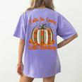 Fall In Love With Reading Pumpkin Autumn Librarians Teacher Women's Comfort Colors T-Shirt Back Print Violet Fall In Love With Reading Pumpkin Autumn Librarians Teacher Women's Comfort Colors T-Shirt Back Print Violet