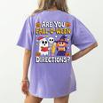Are You Fall O Ween Directions Halloween Teacher Ghost Women's Comfort Colors T-Shirt Back Print Violet
